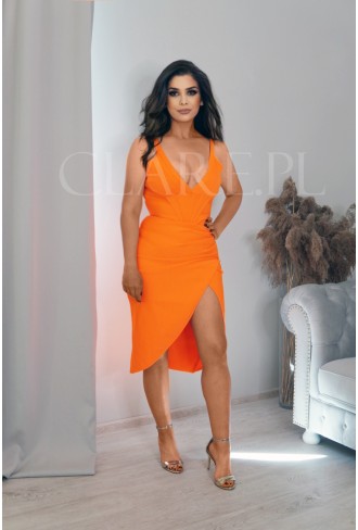 Olivia - dopasowana sukienka bodycoon w kolorze pomarańczowym
