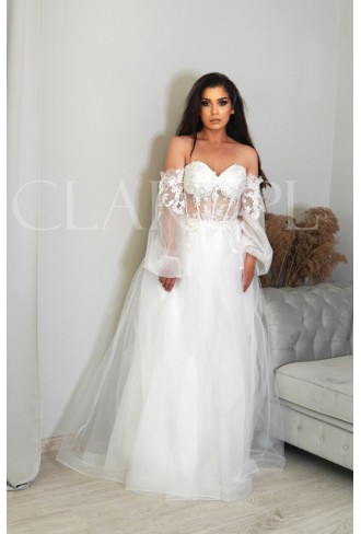 Gloria - biała suknia ślubna z odpinanymi rękawami